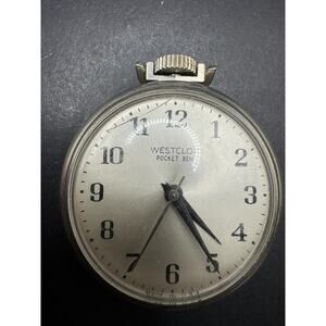 Vintage Westclox Pocket Ben Mechanical Pocket Watch Silver Case 45.6mm Working